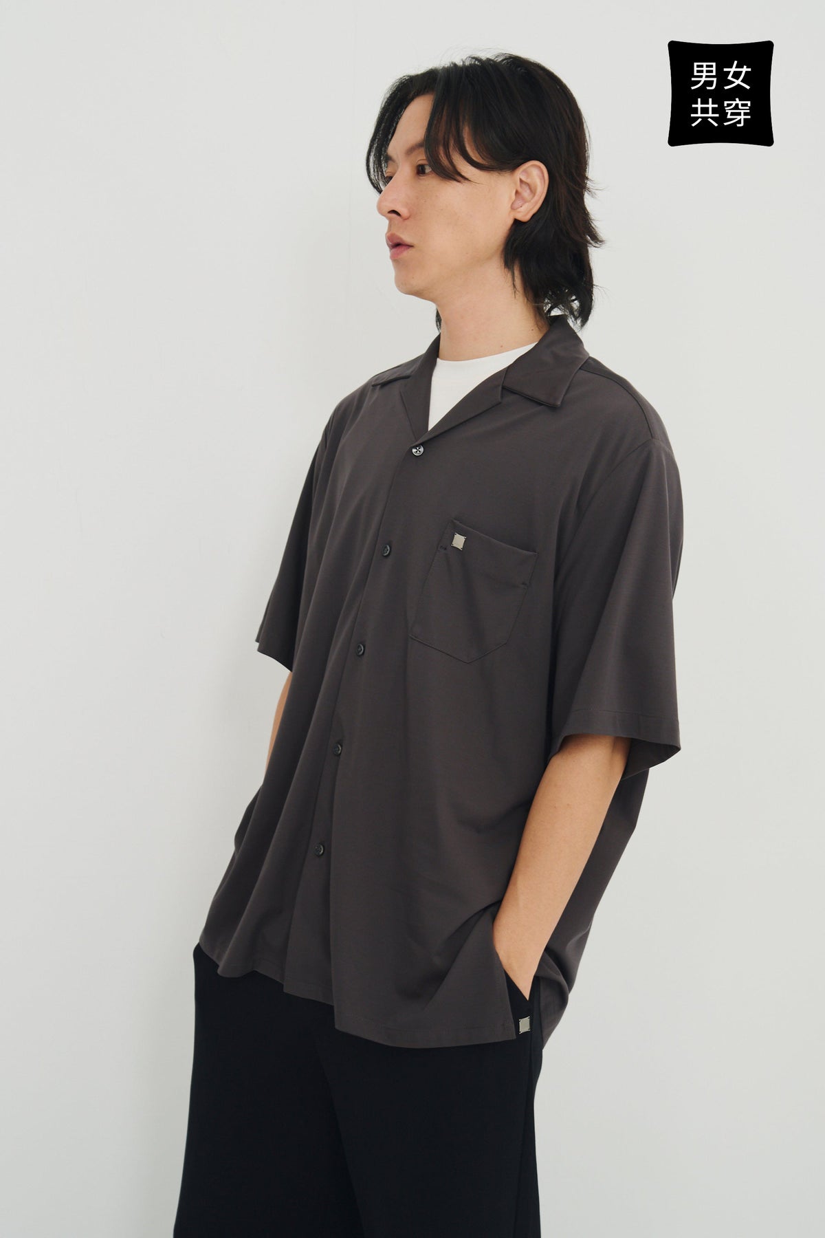 絲感短袖襯衫 Silk Halfsleeve - 暗夜灰 Dark Gray