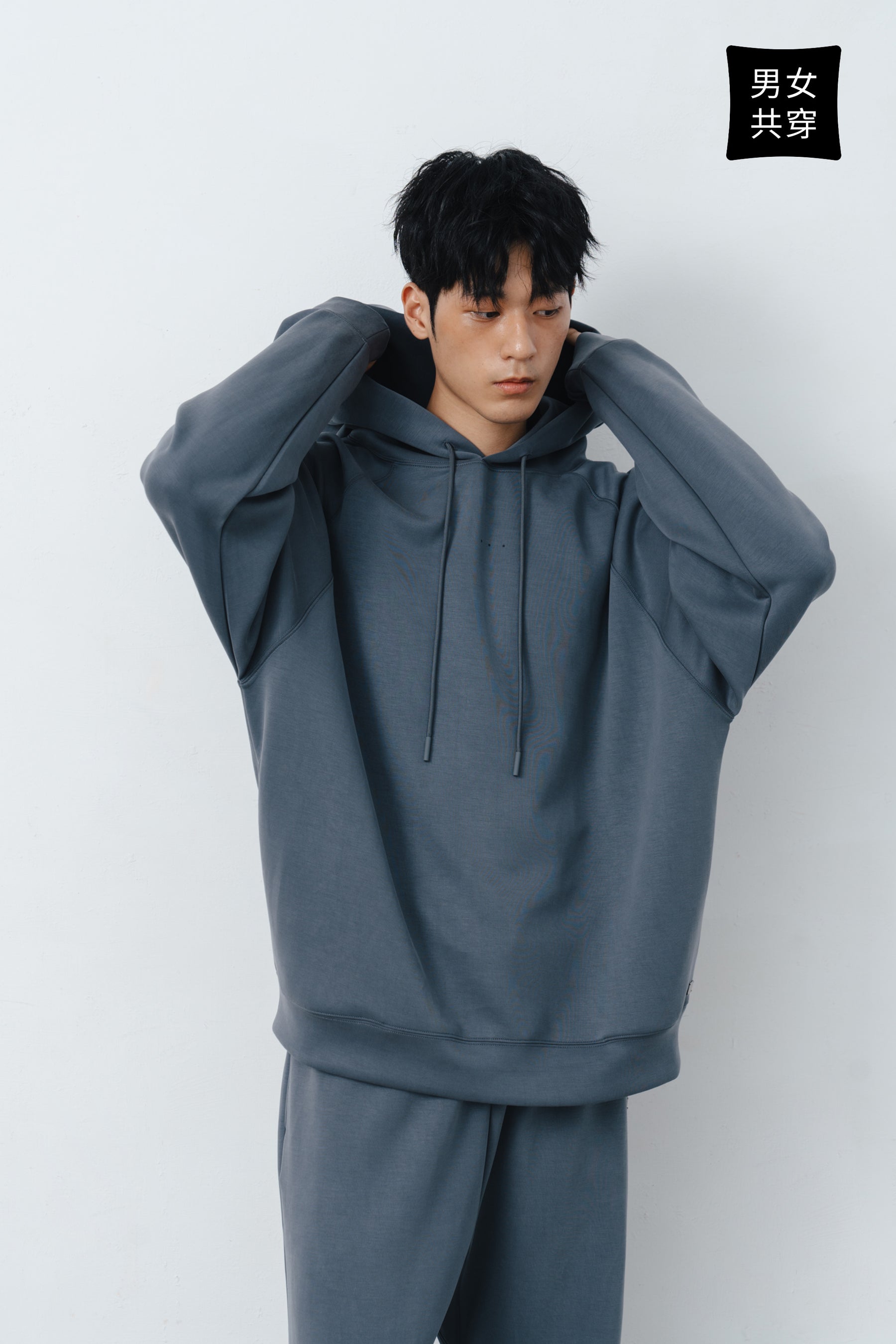 柔膚三點帽T Tenderism Tri-dots Hoodie - 藍霧灰 Dove Gray