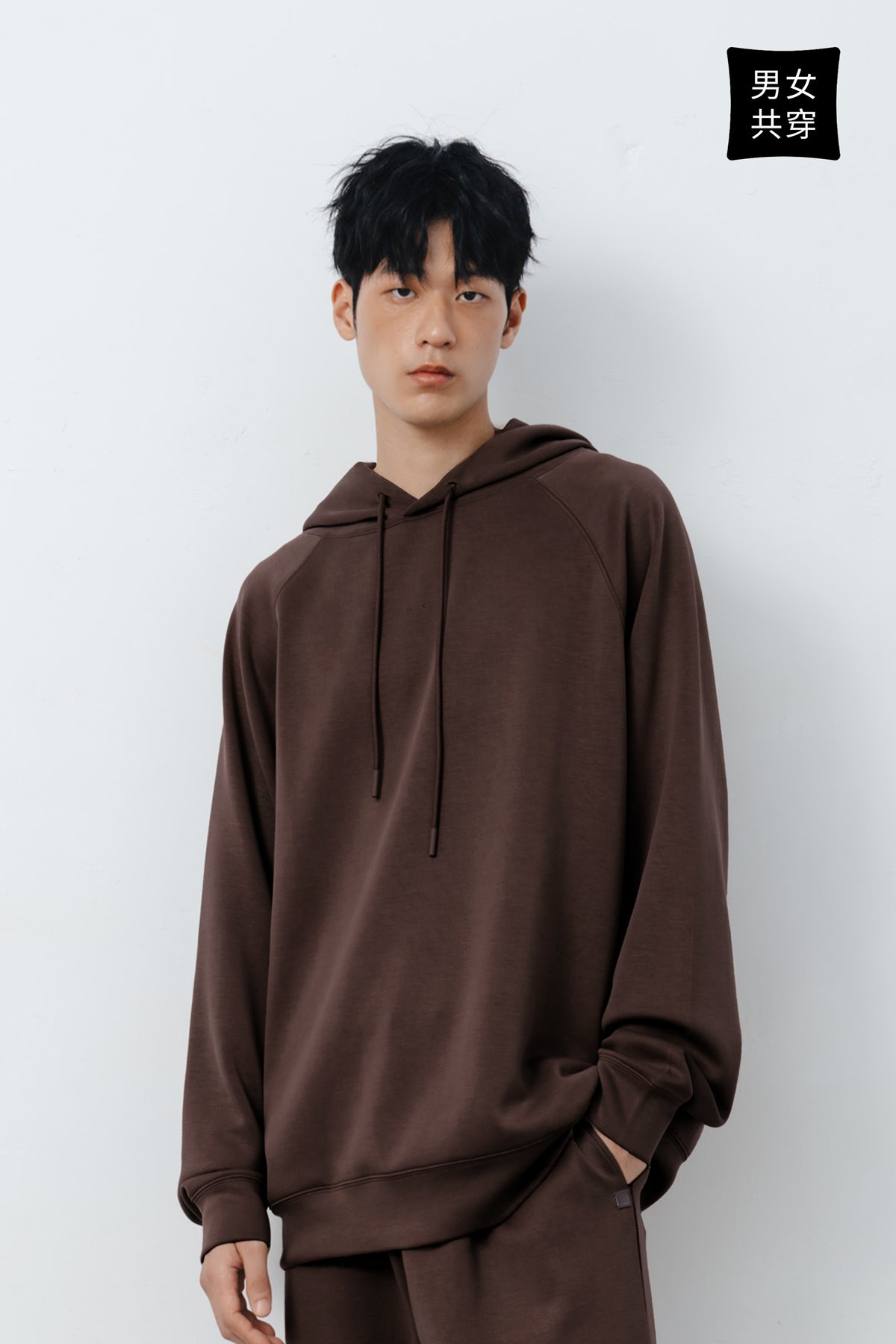 柔膚三點帽T Tenderism Tri-dots Hoodie - 可可棕 Cocoa Brown