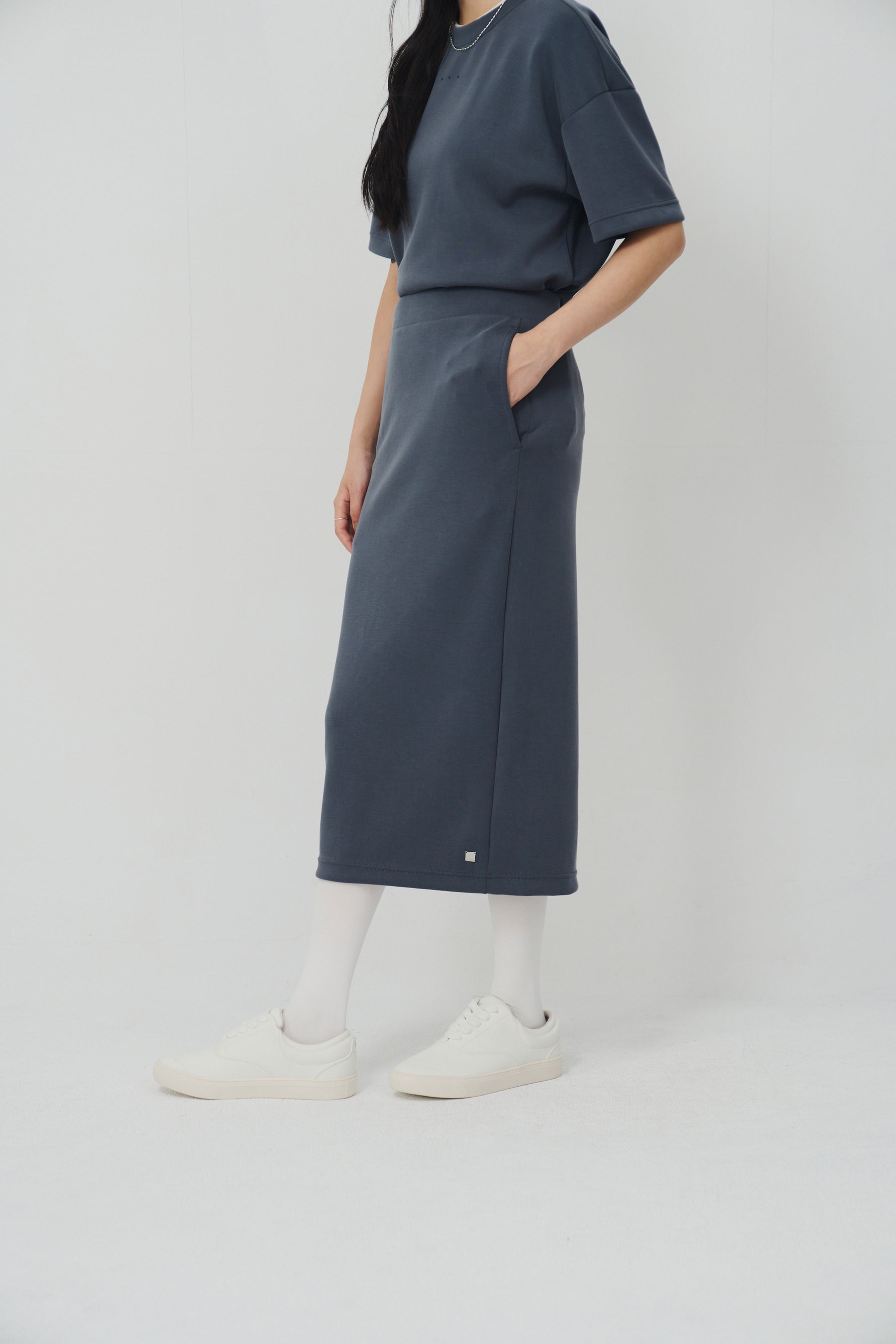 Tenderism Midi Skirt 柔膚感中長裙 - 藍霧灰 Dove Gray